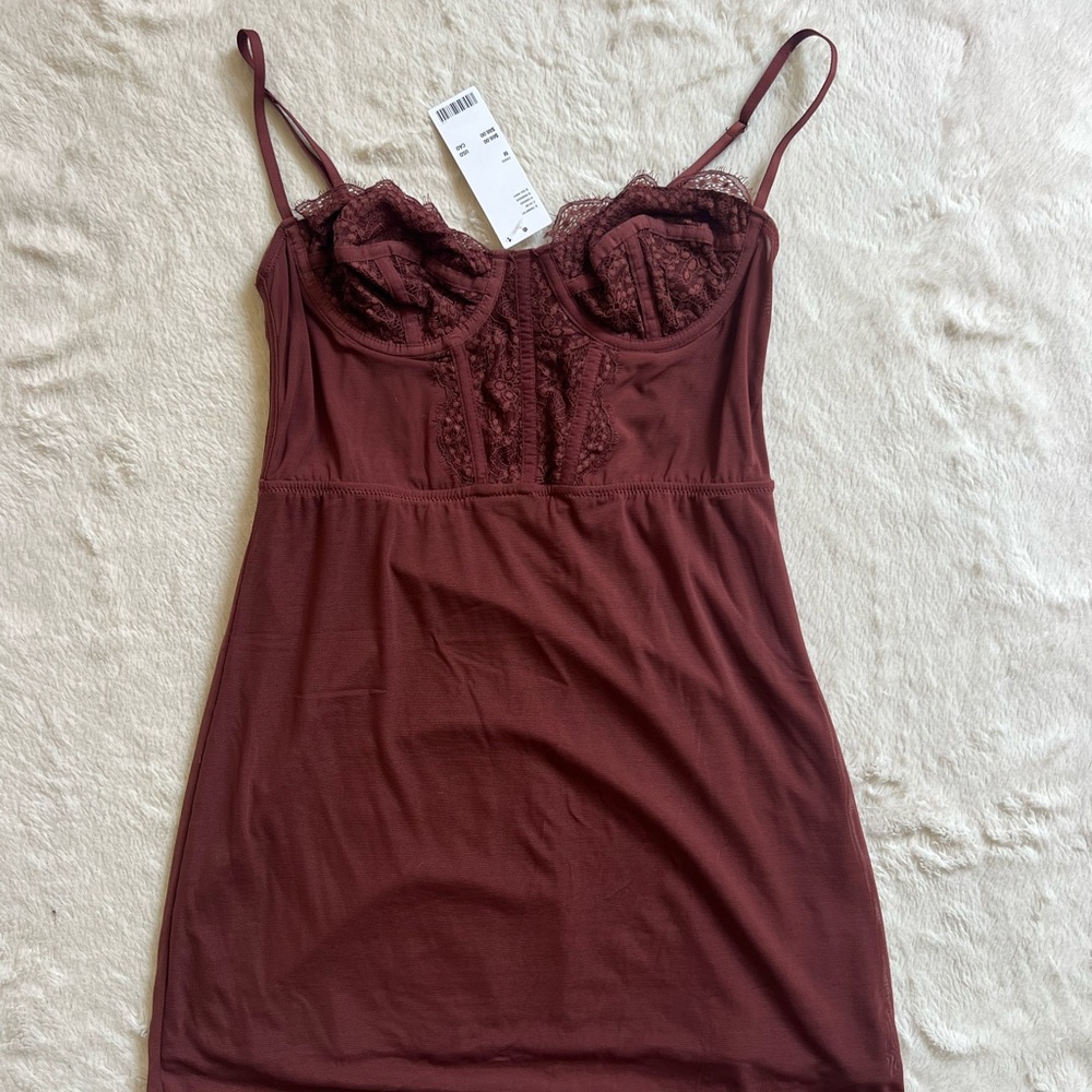 Urban Outfitters Burgundy Lace Mini Dress